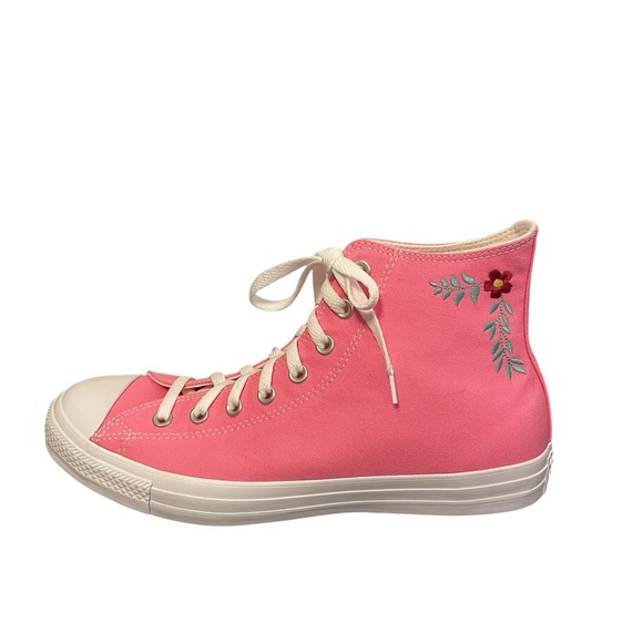 Converse Other - Converse Chuck Taylor All Star High Top Pink Floral Embroidered Sneakers 10.5